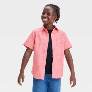 NWT Boys' XS (4/5) Short Sleeve Solid Poplin Button-Down Shirt - Cat & Jack